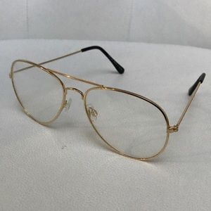 Gold Framed Clear Aviator Glasses Sunglasses